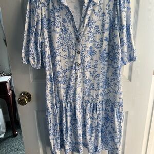 Lilly Pulitzer Blue and White Floral Dress